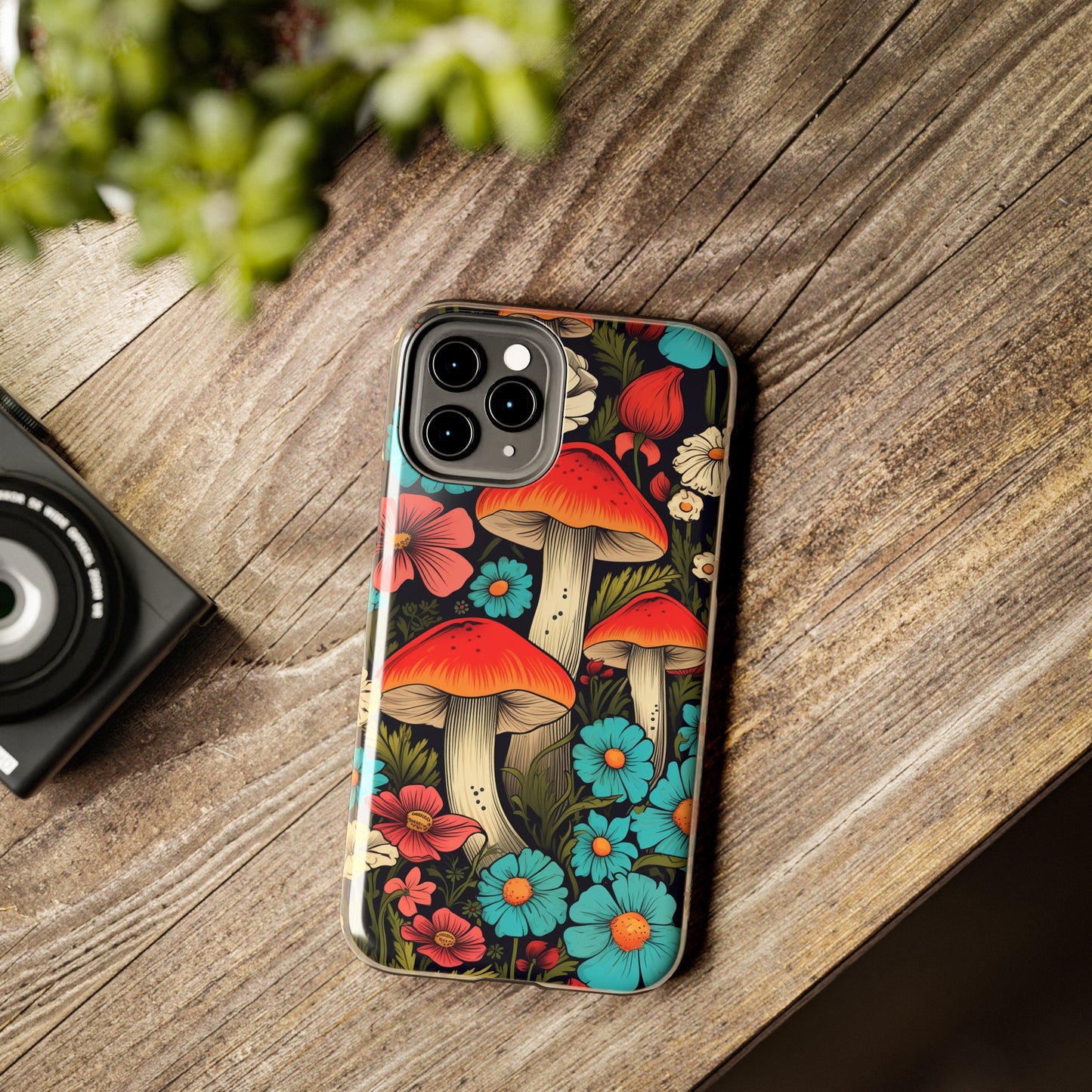 Psychedelic Retro Mushrooms iPhone case | Dive into Vintage Vibes