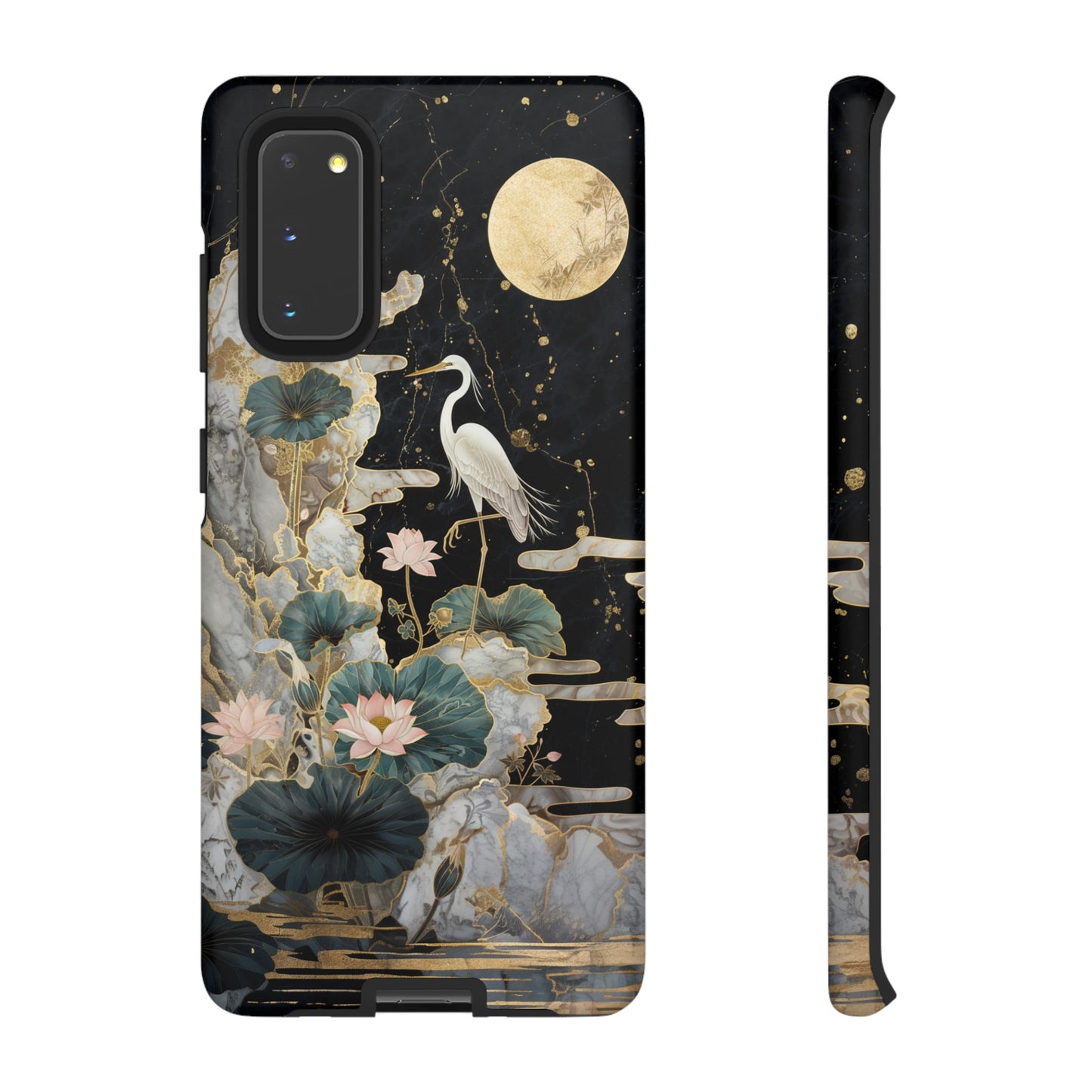 Heron and Moon Floral Zen Art Phone Case