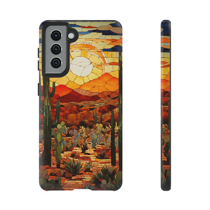 Desert Sunset Cactus Mosaic Tile