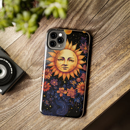 Cosmic Blooms: Floral Sun, Moon & Stars iPhone Case - Where Celestial Meets Botanical