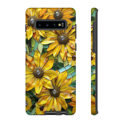 Yellow and Gold Daisy Mosaic Stained Glass Phone Case for iPhone 15, 14, Pro Max, 13, 12 & Samsung Galaxy S23, S22, S21, Google Pixel