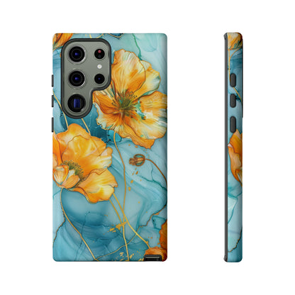 Gold Poppies Color Splash Floral Design Phone Case