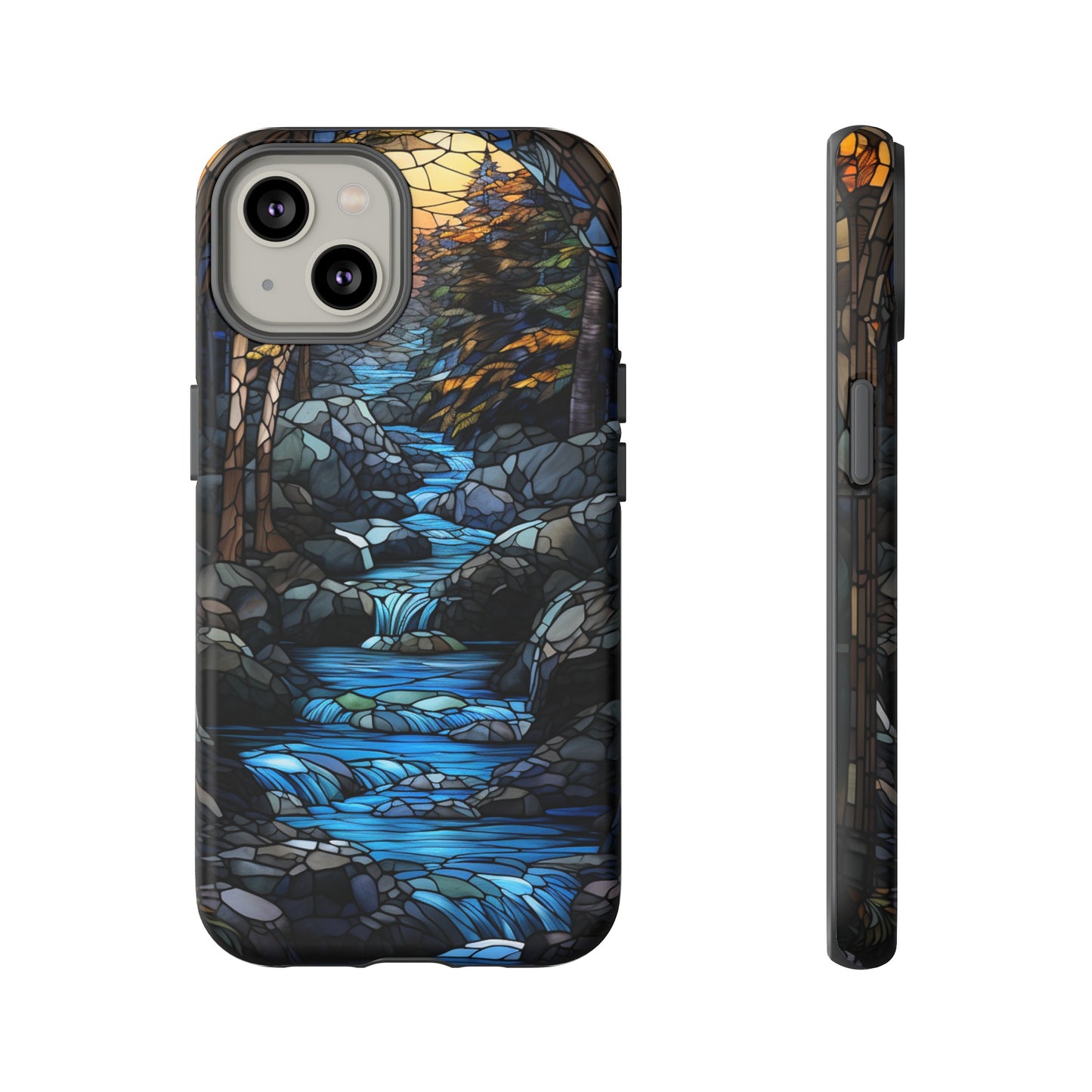 Stained Glass Stone Bridge and River Art Phone Case