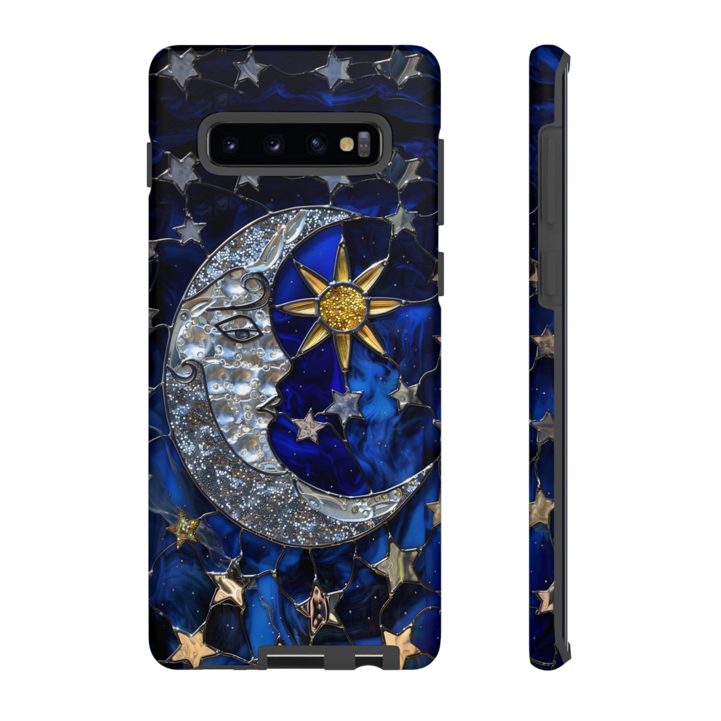 Cosmic Moon & Stars Stained Glass Starry Night Phone Case