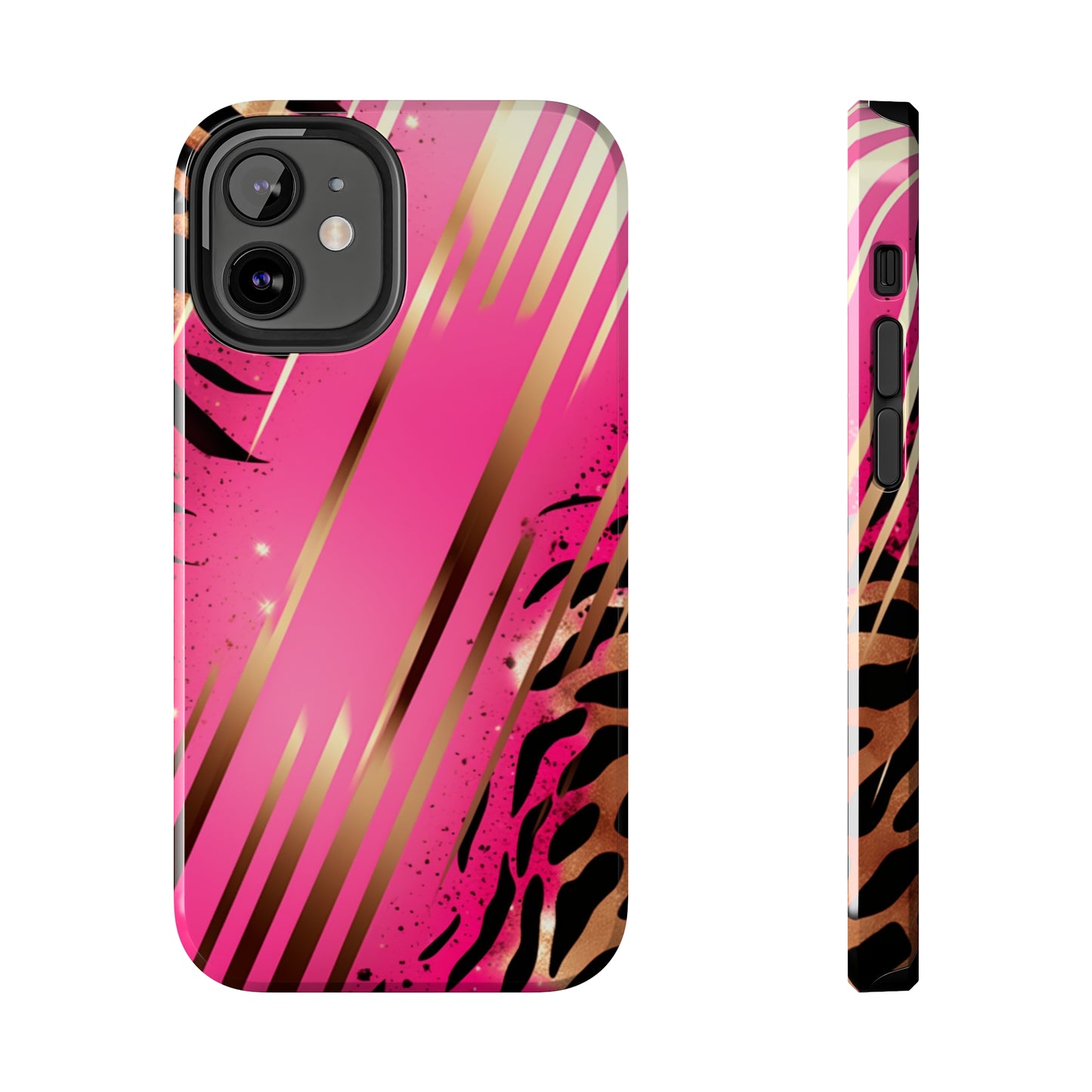 Elegant Wilderness: Pink & Gold Tiger Stripes | Mesmerizing Lush iPhone Case