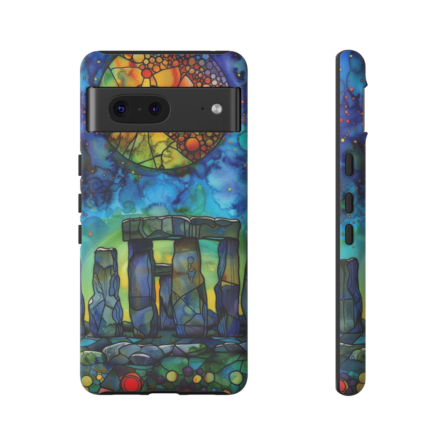 Stonehenge Neolithic Full Moon Stained Glass Watercolor Phone Cover