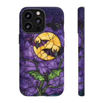 Full Moon Stained Glass Style Halloween Bats Phone Case