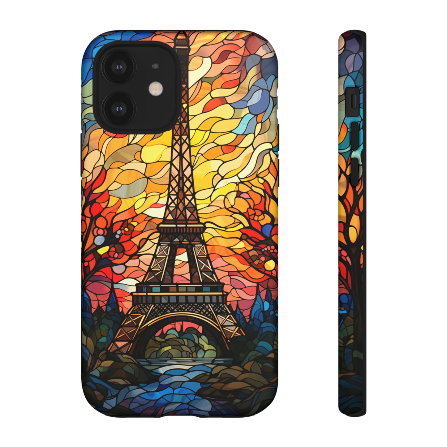 Parisian Elegance: Stained Glass Eiffel Tower | Artistic Flair iPhone Case for iPhone Models 11 through 14 Pro Max, Samsung Galaxy, and Google Pixel