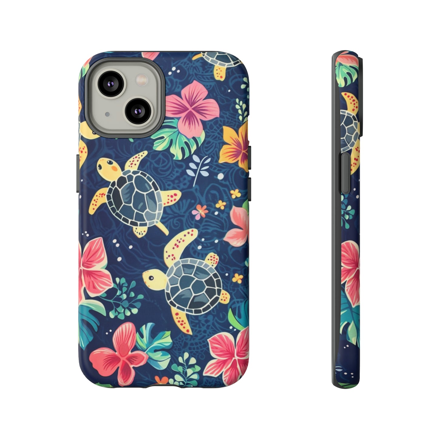 Undersea Floral Blue Sea Turtle Phone Case