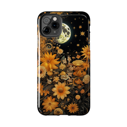 Cottagecore Floral Sun Moon Stars iPhone Case | Embrace Mystical Nature's Beauty