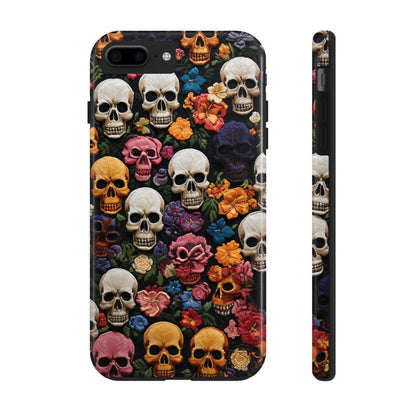 Embroidery Style Skulls Goth Dark Academia Tough Case iPhone Case