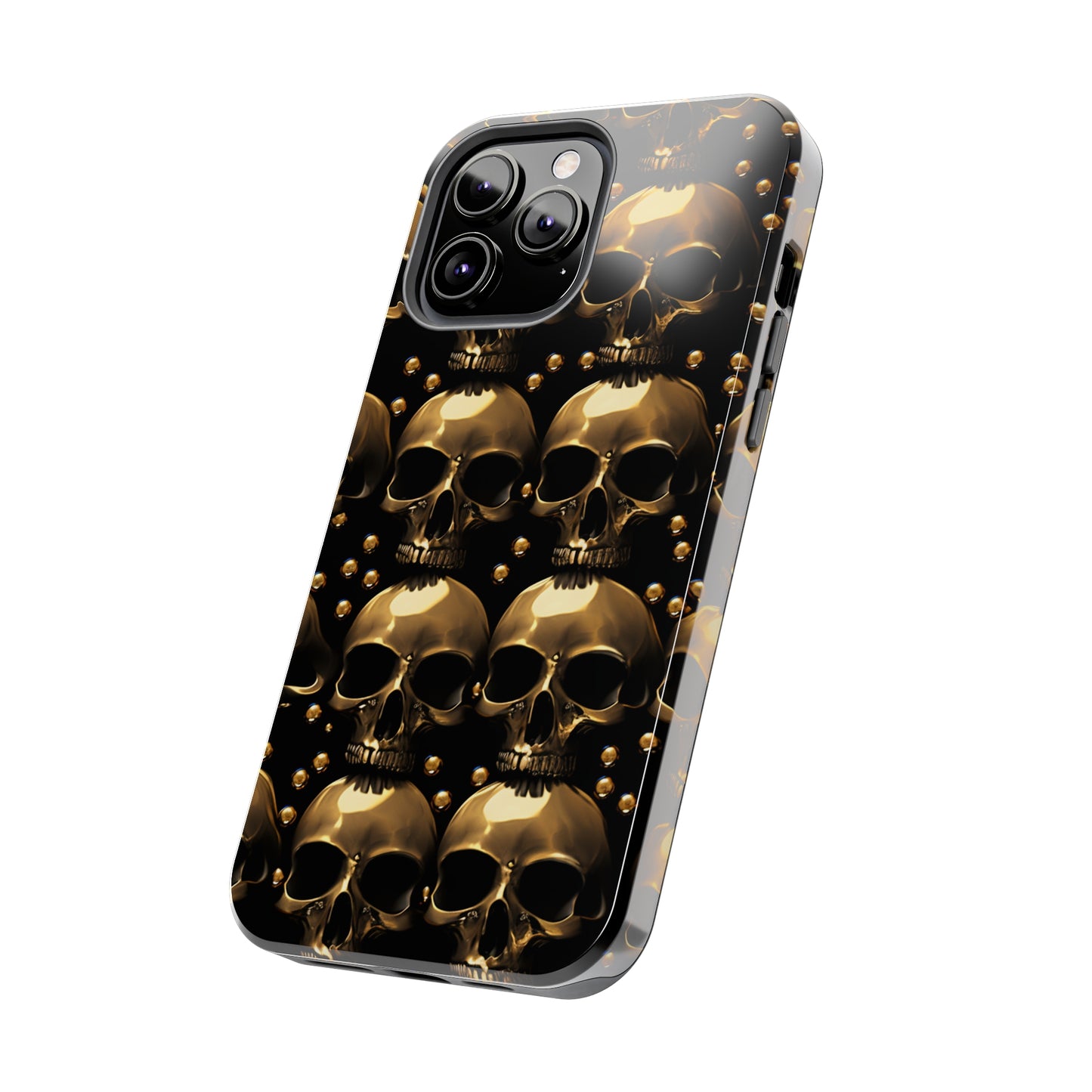 iPhone Case Golden Enigma: Where Goth Meets Glamour | Gold Skulls iPhone Tough Case