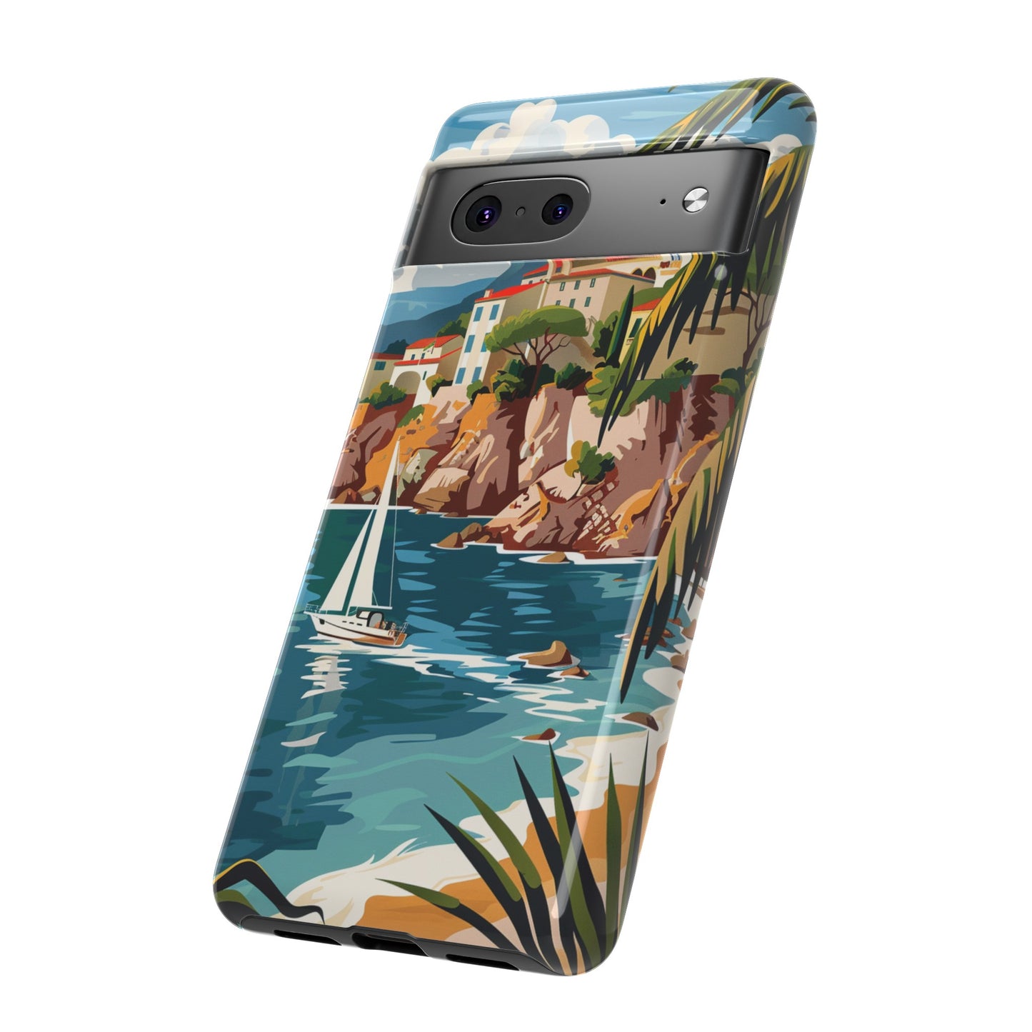 Midcentury French Riviera Sailboat Painting Phone Case