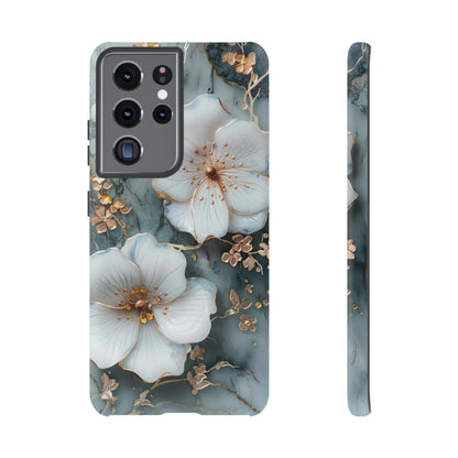 White Flower on Marble Stone  Phone Case