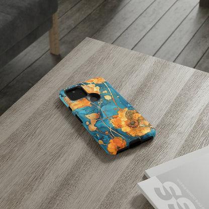 Gold Poppies Color Splash Floral Design Phone Case