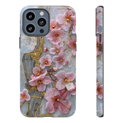 Pink Forget Me Nots Gold Floral Phone Case