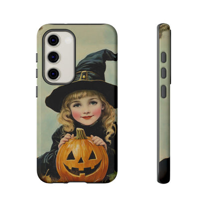 Vintage Halloween Card Witch and Jack-o'-lantern Phone Cover