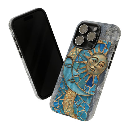 Boho Sun and Moon Mosaic Tile Stained Glass Phone Case