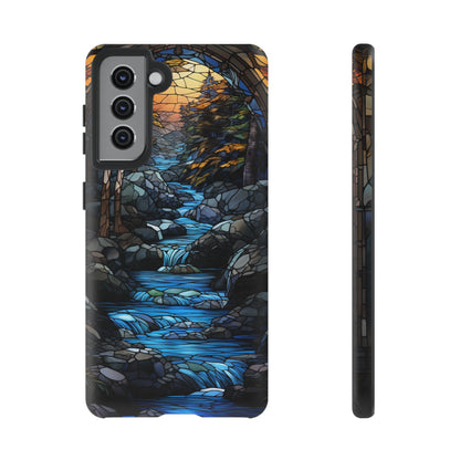 Stained Glass Stone Bridge and River Art Phone Case