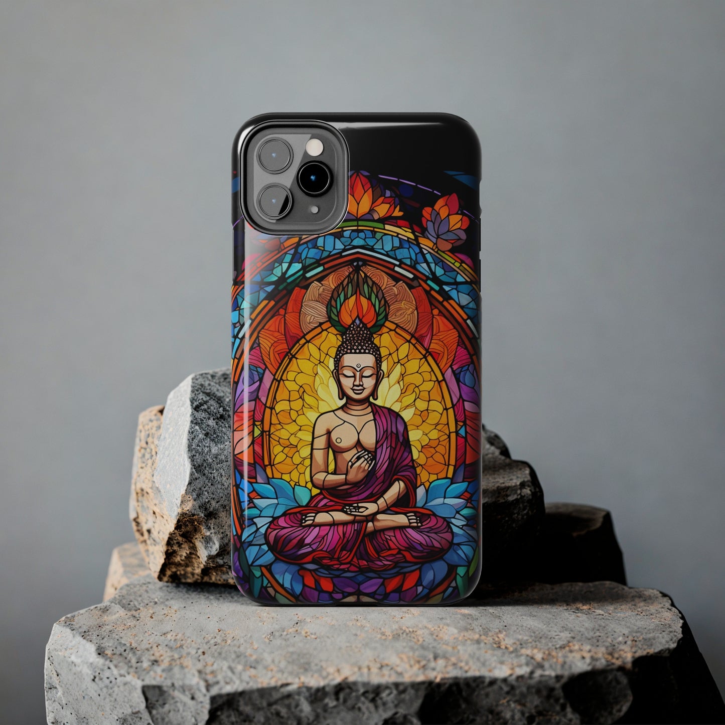 Stained Glass Magic iPhone Case: Psychedelic Tibet Buddha Mandala | iPhone 13 Case Mystical Tibetan Artistry