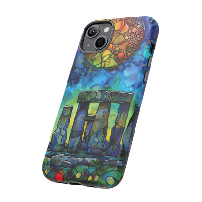 Stonehenge Neolithic Full Moon Stained Glass Watercolor Phone Cover