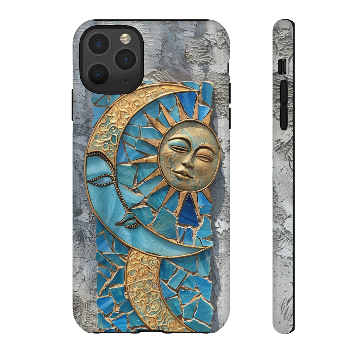 Boho Sun and Moon Mosaic Tile Stained Glass Phone Case