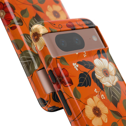 Orange Floral Phone Tough Case