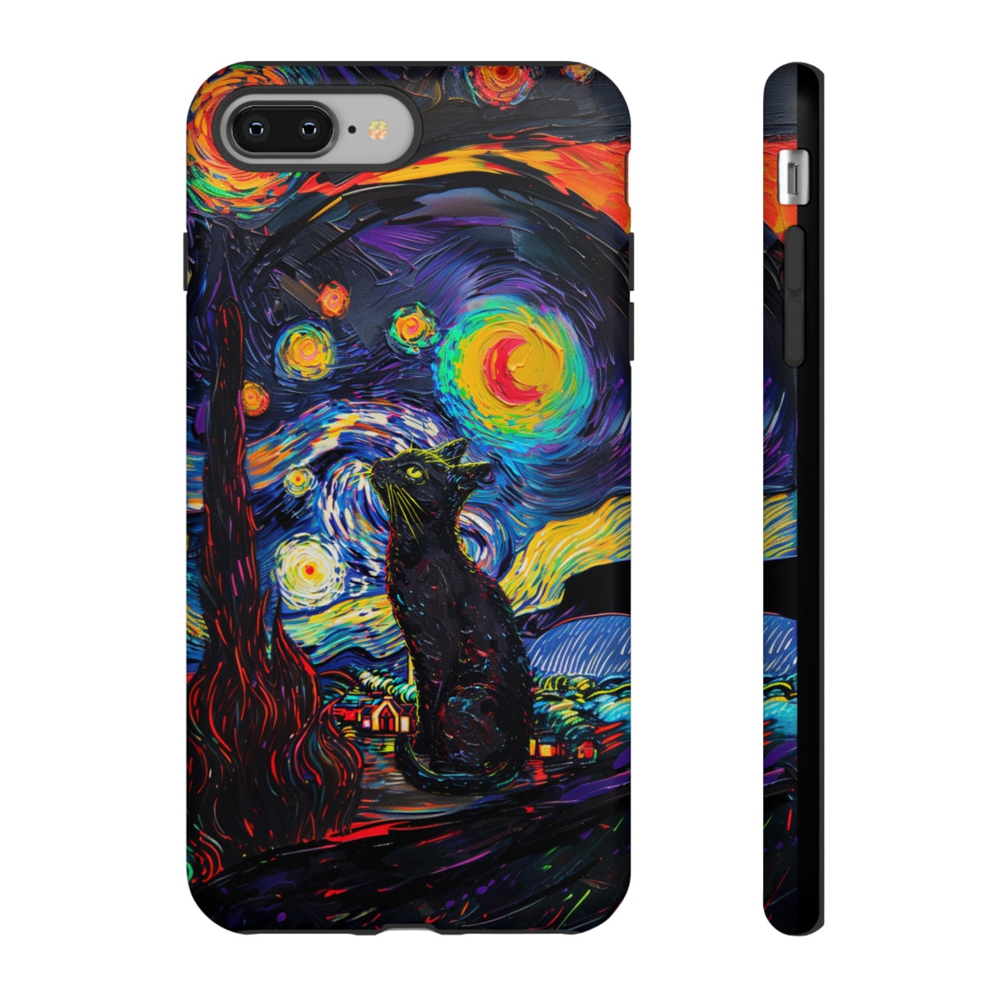 Starry Night Black Cat Van Gogh Painting Art Phone Case