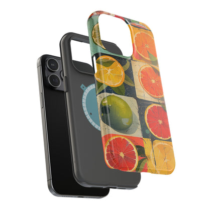 Italian Tile Citrus Fruit Abstract Floral Summer Style MagSafe Phone Case