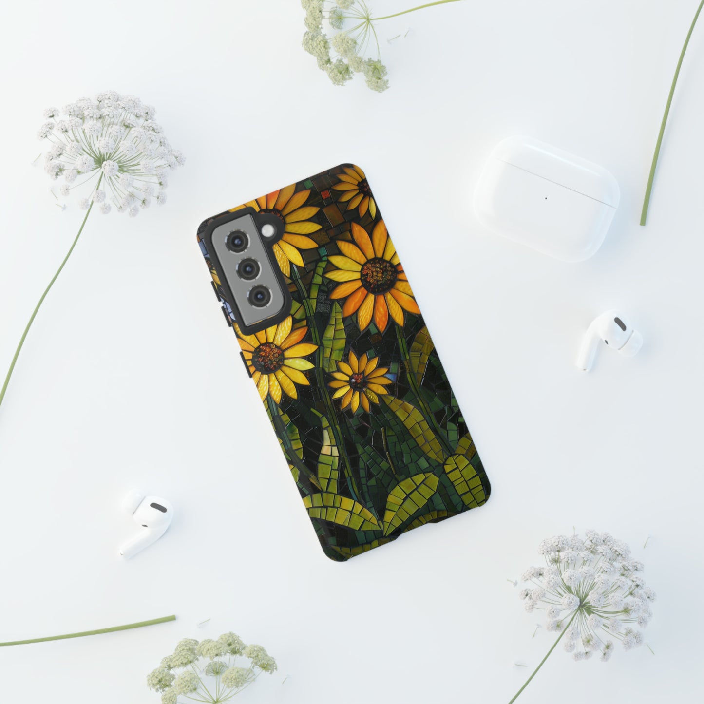 Yellow and Gold Daisy Mosaic Stained Glass Phone Case