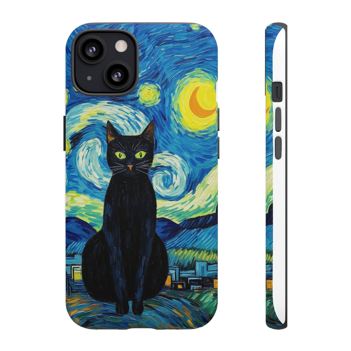 Starry Night Van Gogh Black Cat iPhone, Samsung Galaxy, Google Pixel  Case | Embrace Artistic Whimsy and Feline Charm