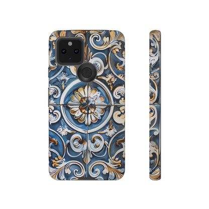 Azulejo Porcelain Blue & Creamy White Tile Mediterranean Design Phone Case