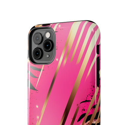 Elegant Wilderness: Pink & Gold Tiger Stripes | Mesmerizing Lush iPhone Case