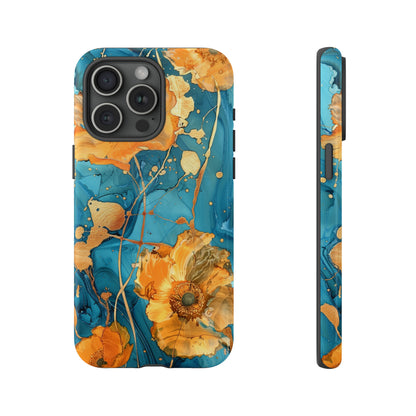 Gold Poppies Color Splash Floral Design Phone Case