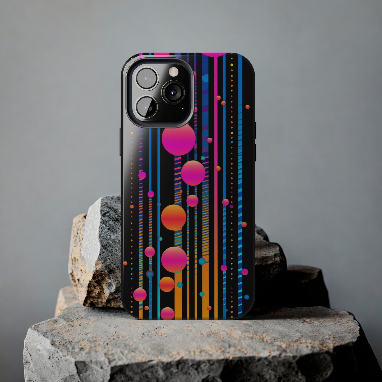 Experience a Blast from the Past: Retro Psychedelic Bubbles Tough Case for Apple iPhone Models