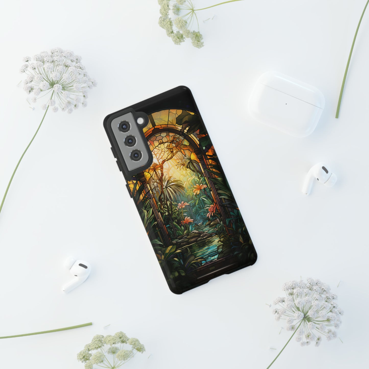 Stained Glass Phone Case Floral Aesthetic Art Nouveau Style