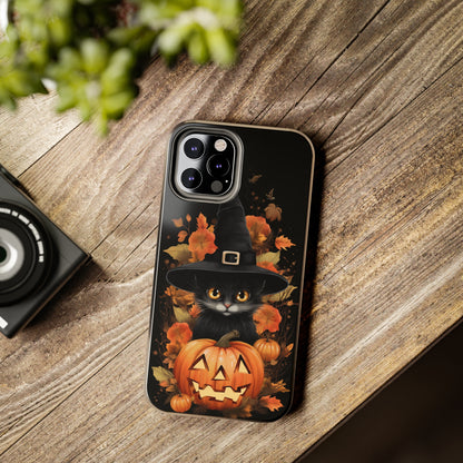 Trick or Treat Delight: Adorable Witch Cat Halloween Celebration | Whimsical iPhone Case