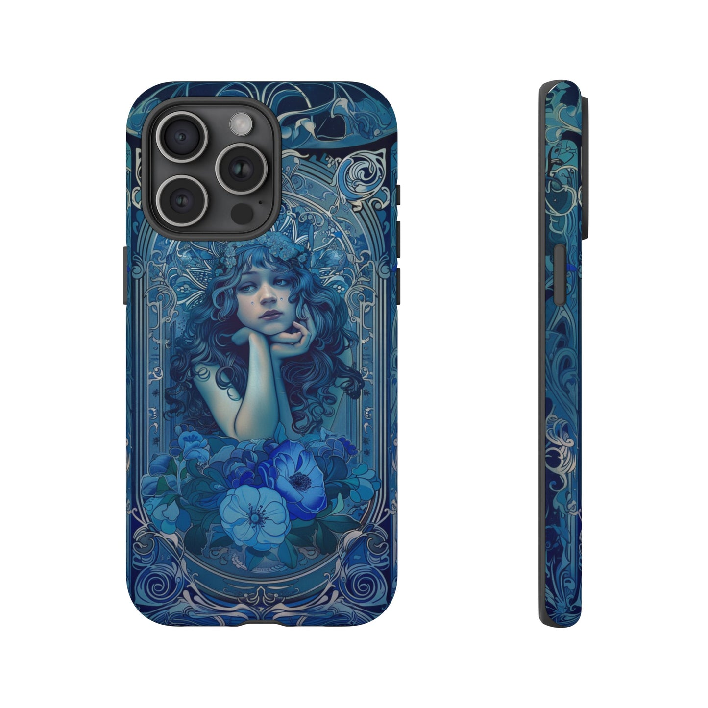 Blue Floral Art Nouveau Style Phone Case