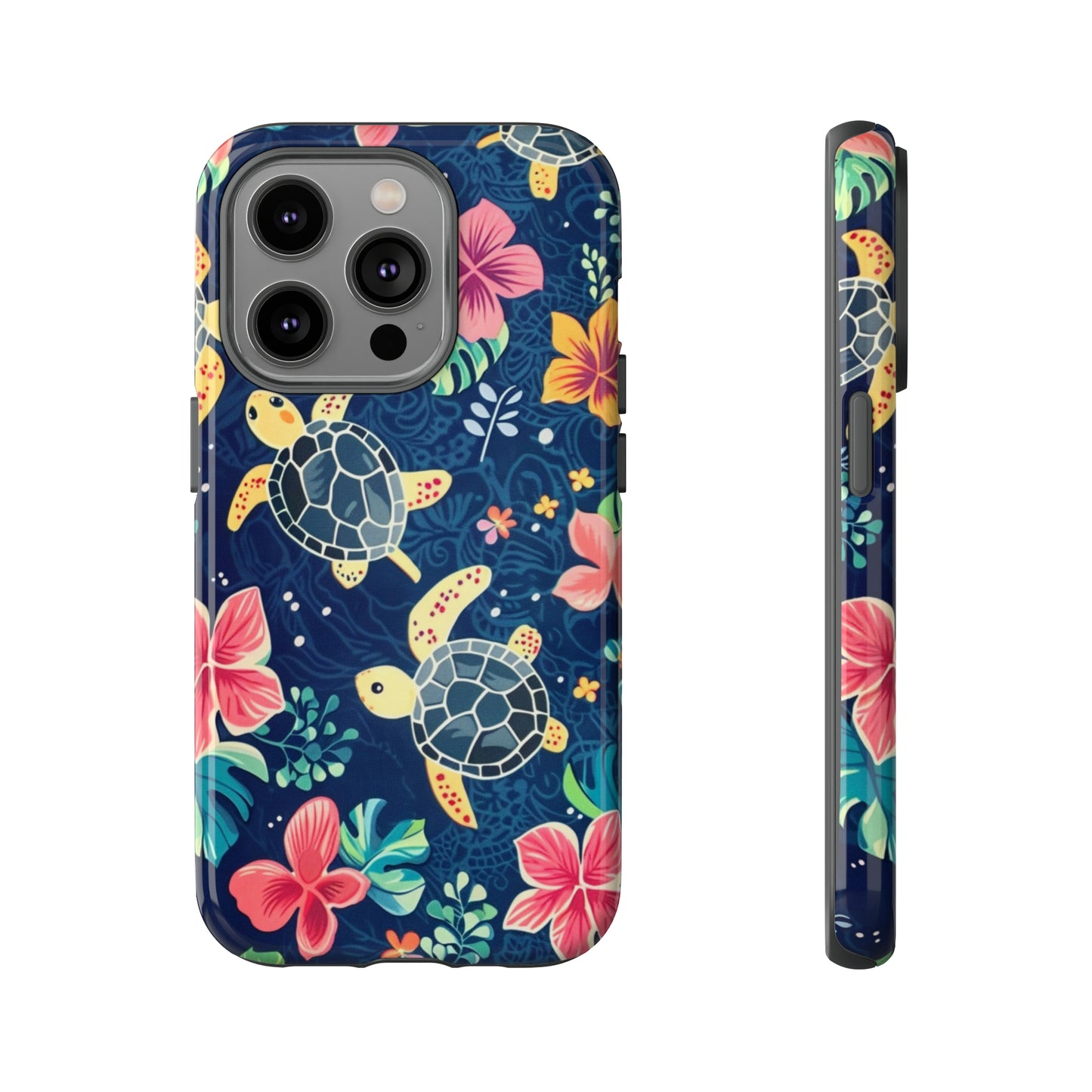 Undersea Floral Blue Sea Turtle Phone Case