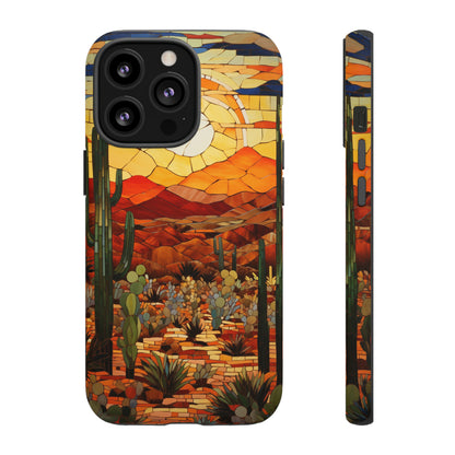 Desert Sunset Cactus Mosaic Tile