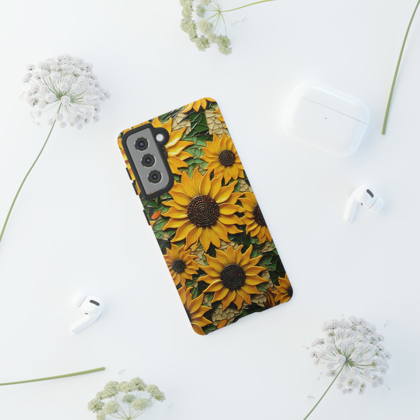 Sunflower Floral Color Explosion Mosaic Glass