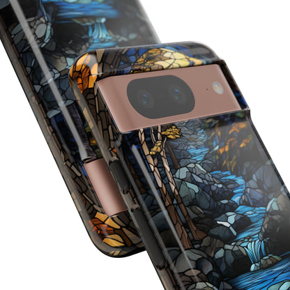 Stained Glass Stone Bridge and River Art Phone Case