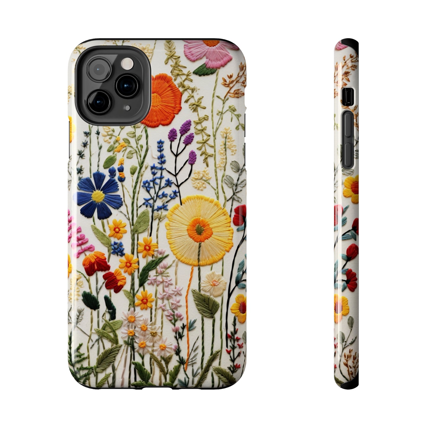 Wildflowers Floral Embroidery iPhone Case