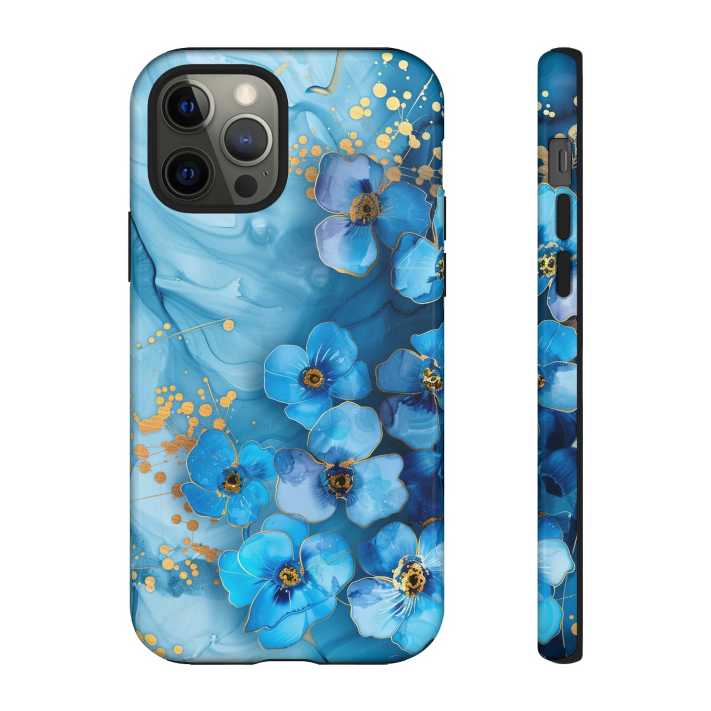 Forget Me Nots Gold Color Splash Floral Design Phone Case