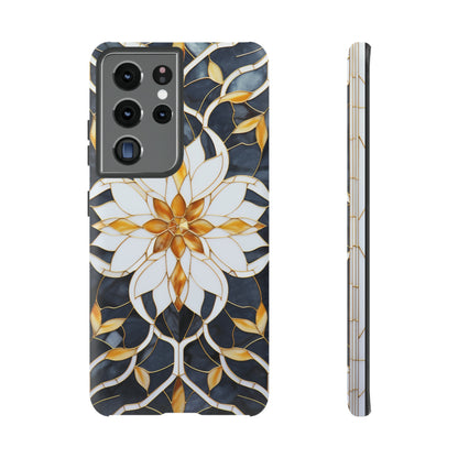 Art Deco Floral Gold & Blue Mosaic