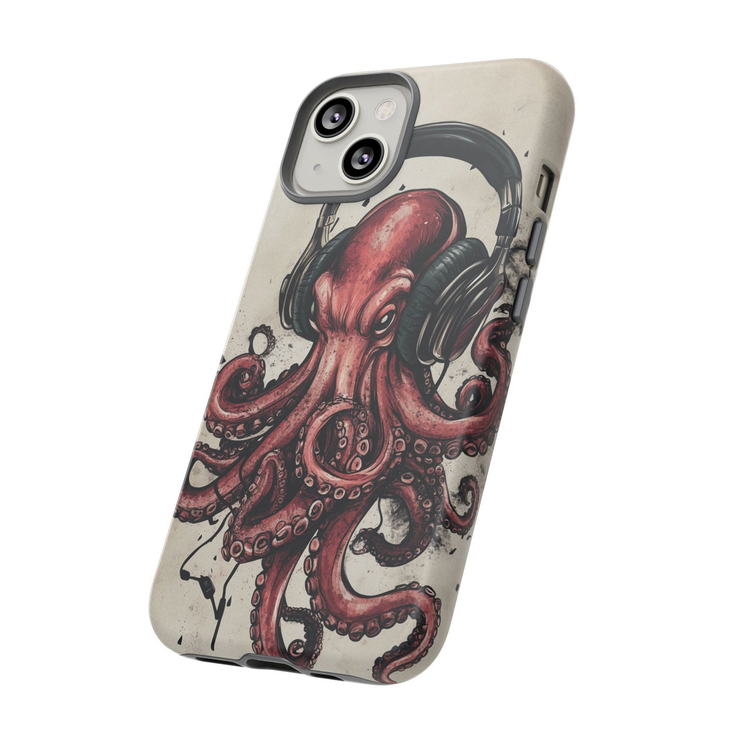 Retro Style Japanese Octopus Listening to Headphones Phone Cover