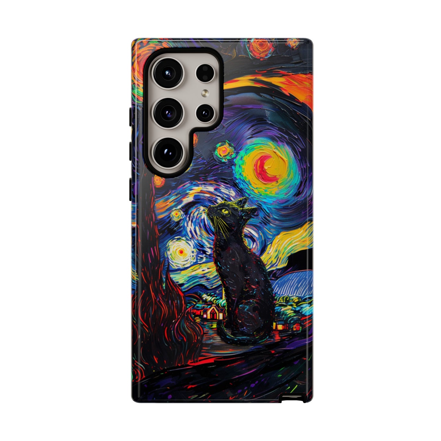 Starry Night Black Cat Van Gogh Painting Art Phone Case