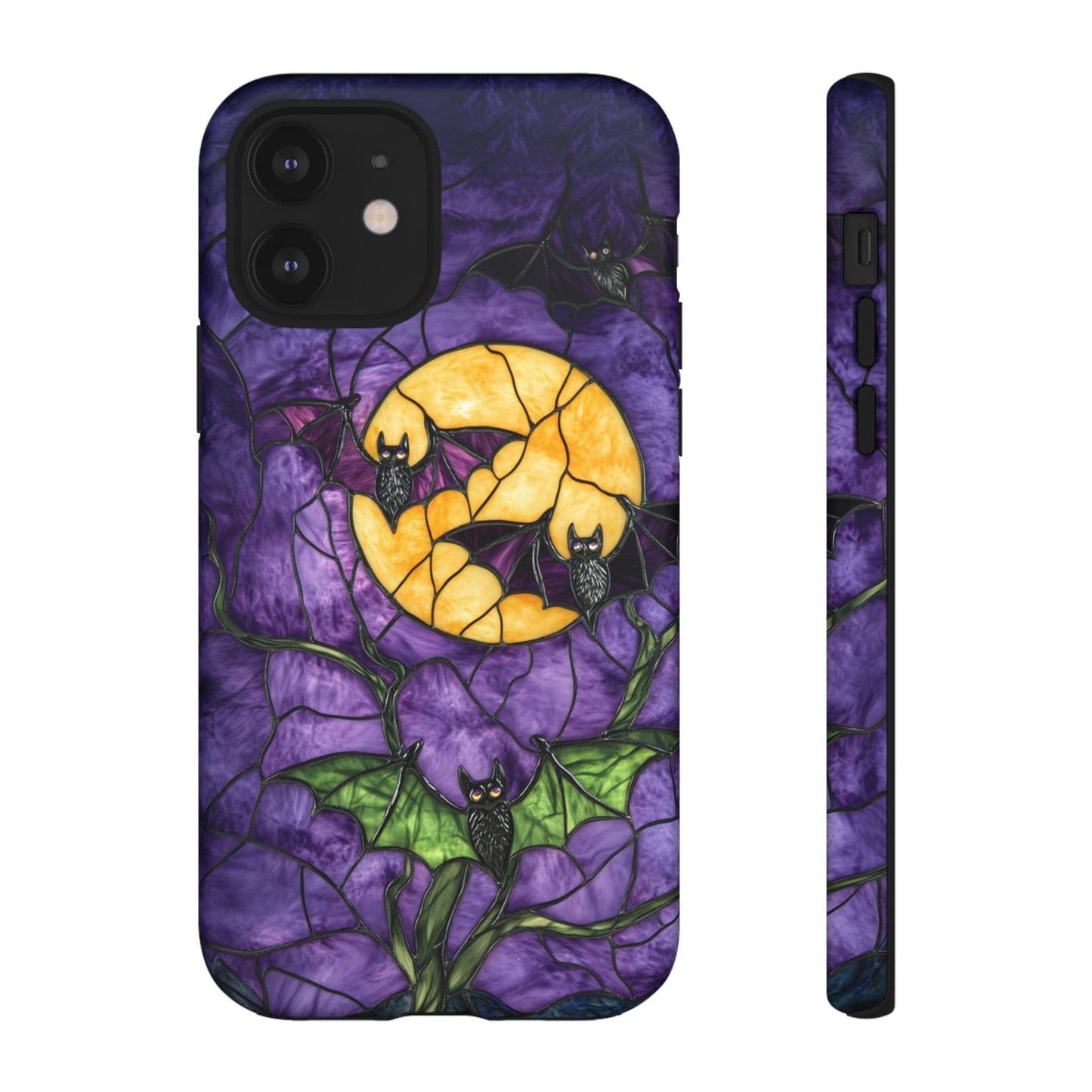 Full Moon Stained Glass Style Halloween Bats Phone Case