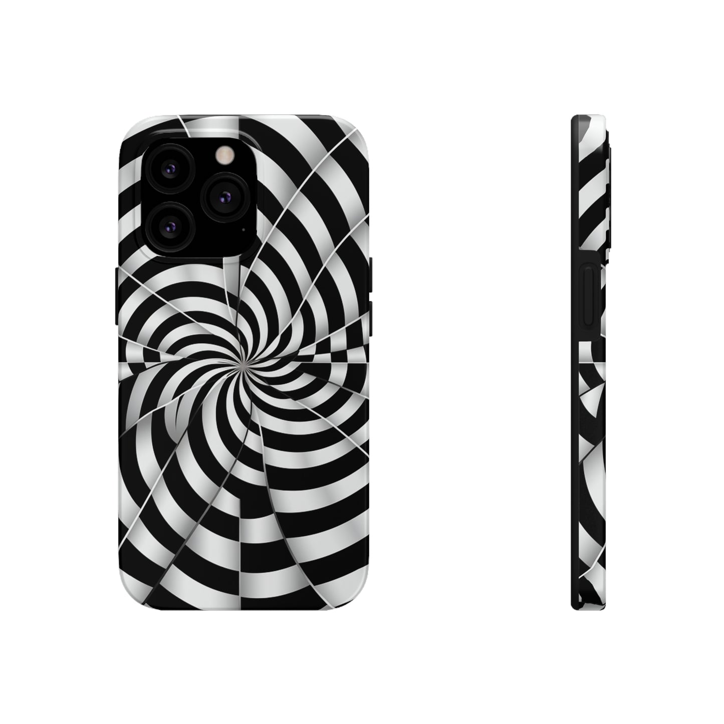 Trippy Black and White Optical Illusion Tough iPhone Case | Psychedelic Phone Cover