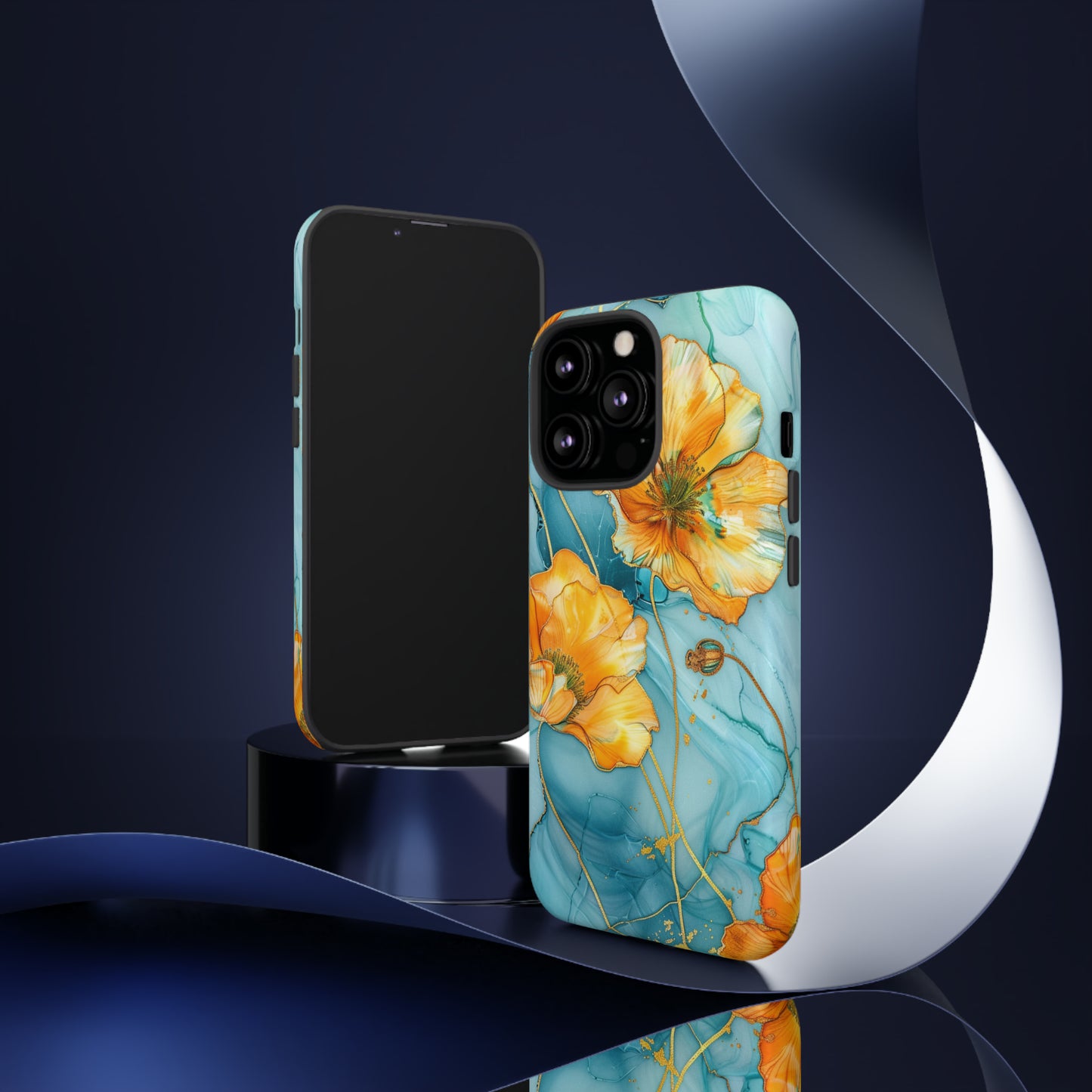 Gold Poppies Color Splash Floral Design Phone Case